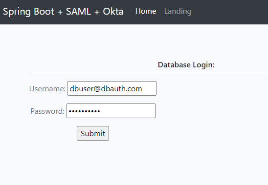 The DB Login Page