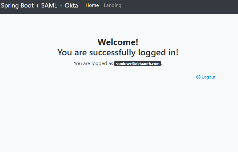 Successful SAML login result
