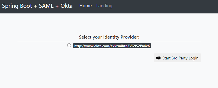 Select your (Okta) Identity Provider