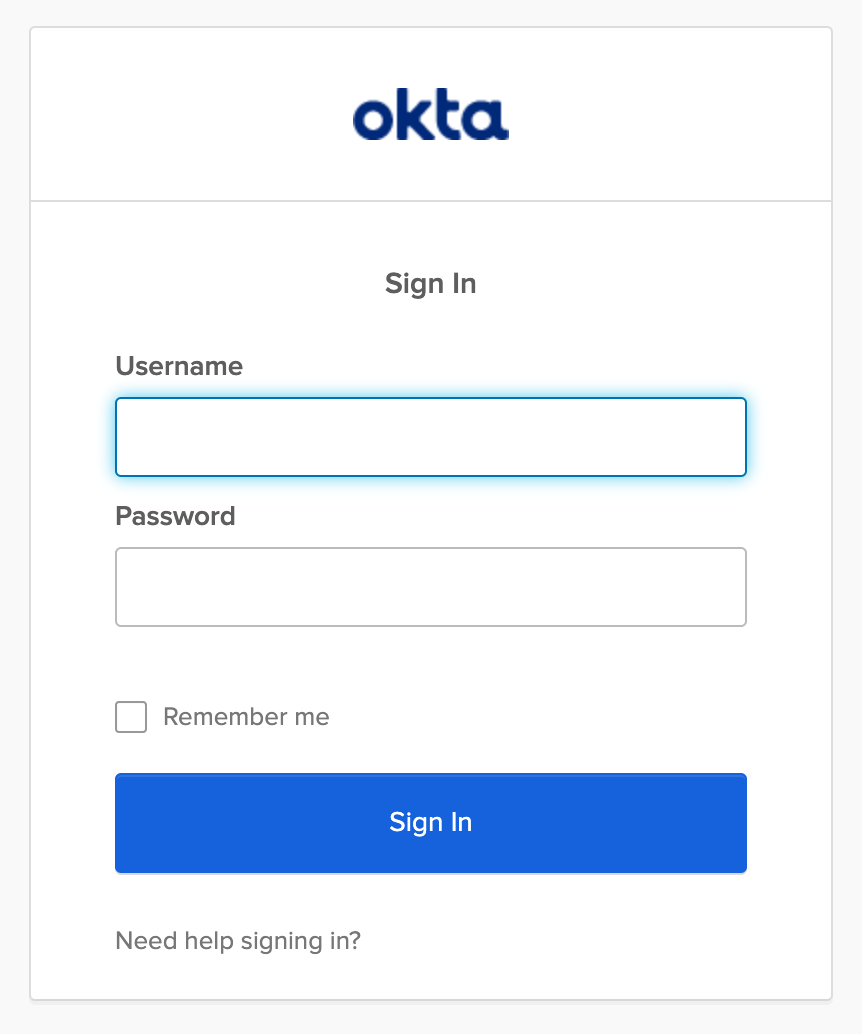 Okta sign-in form