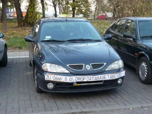 DROP DATABASE injection string on a license plate