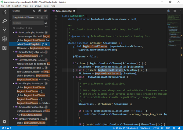 Screenshot of Microsoft VS Code