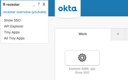 An example SAML app with the Show SSO link underneath it