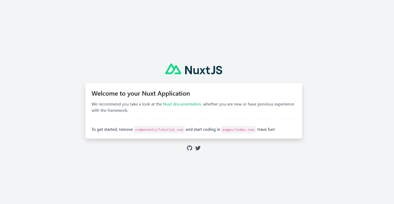 The default Nuxt page.