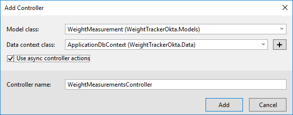 Visual Studio new controller settings