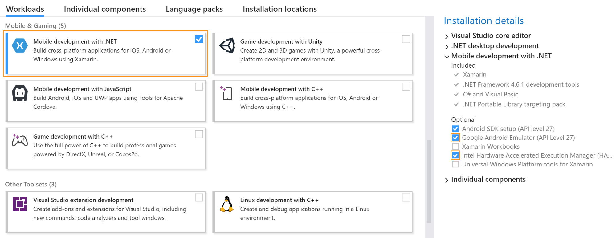 android studio vs xamarin for visual studio