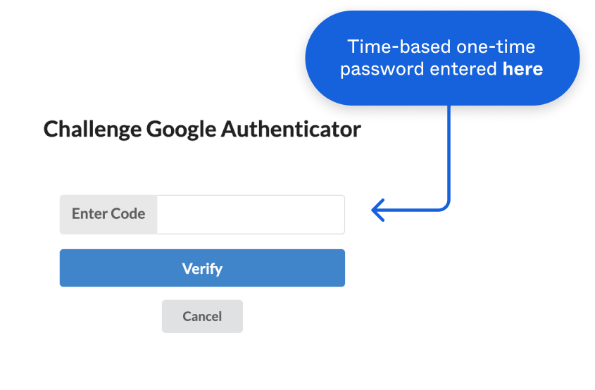 Google Authenticator input field in UI