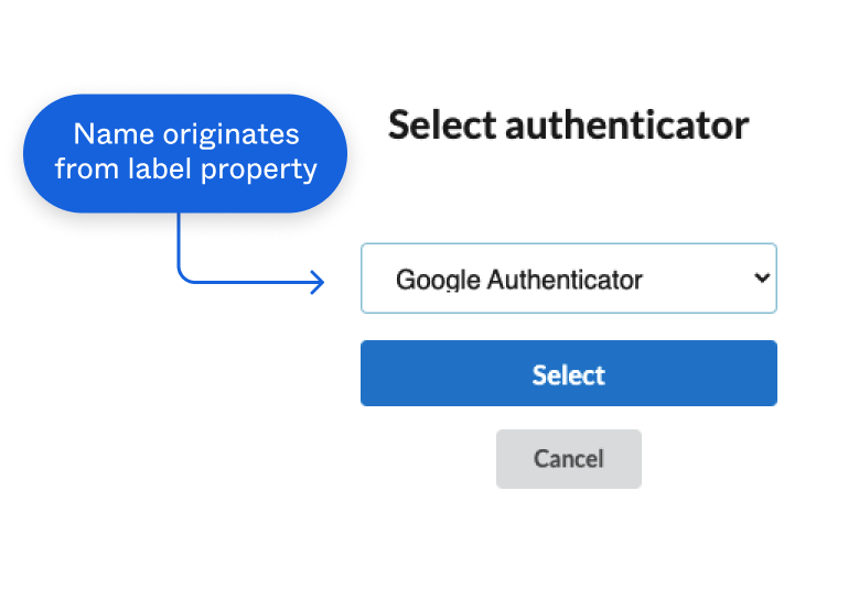 Google Authenticator option shown in UI