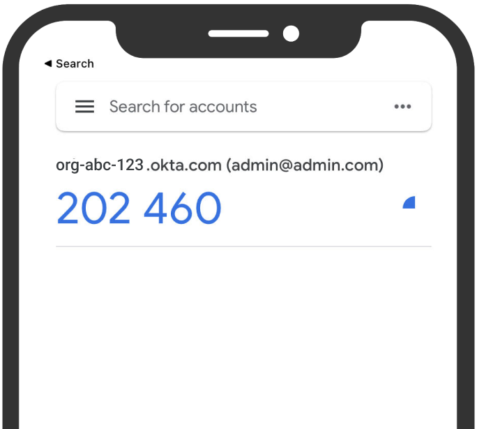 A time-based one-time passcode being shown in Google Authenticator