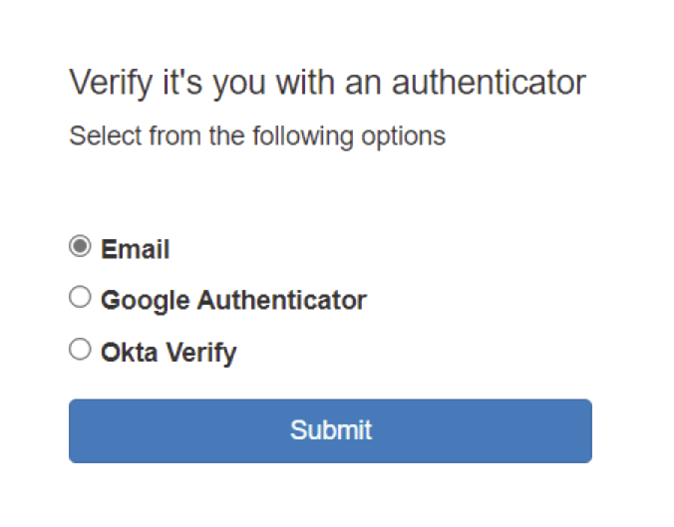 A list of enrolled authenticators for the user to choose from