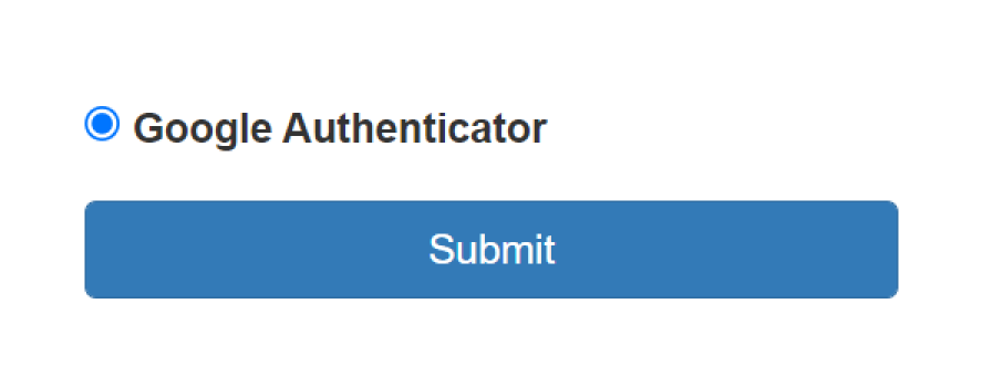 An authenticator list showing Google Authenticator available for use
