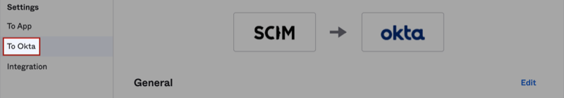 Provisioning to Okta tab