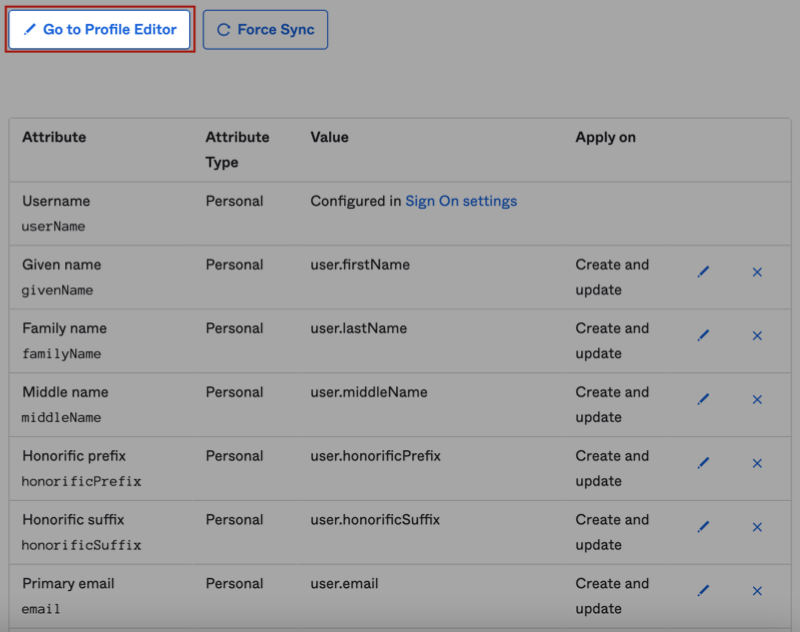 Attribute Mappings - Profile Editor