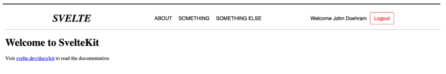 Image of Svelte app after redirect