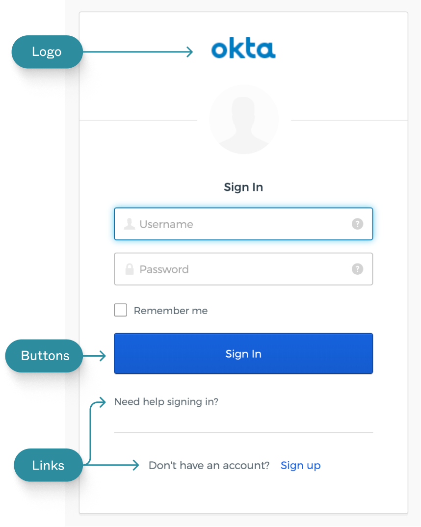 Screenshot of basic Okta Sign-In Widget