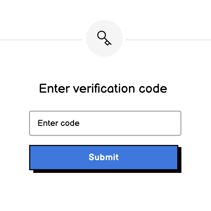 A form with a field for a verification code and a submit button